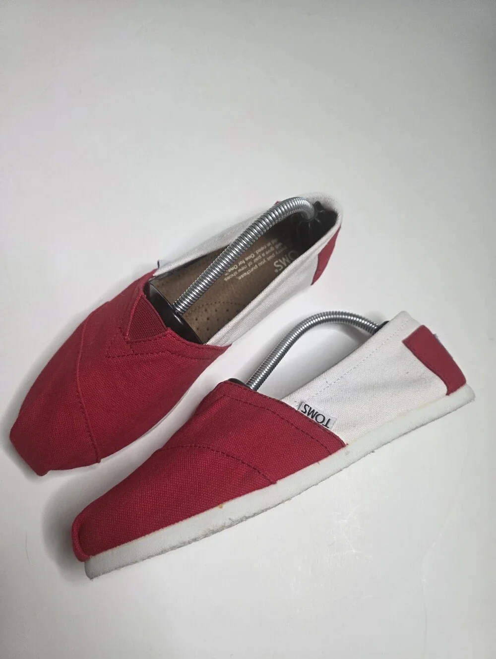 TOMS Womens Classic University Red And White Slip On 6.5